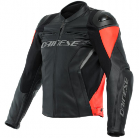 DAINESE RACING 4 LEATHER JACKET BLACK/FLUO-RED