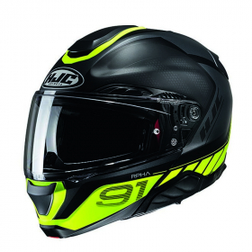 HJC RPHA 91 Rafino Black/Fluo Yellow MC3HSF in the group MOTORCYCLE / MOTORCYCLE HELMETS / Flip-Up Helmets at HanssonsMC (630-23043-r)