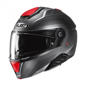 HJC i91 Arven Grey/Red MC1SF in the group MOTORCYCLE / MOTORCYCLE HELMETS / Flip-Up Helmets at HanssonsMC (630-25101-r)