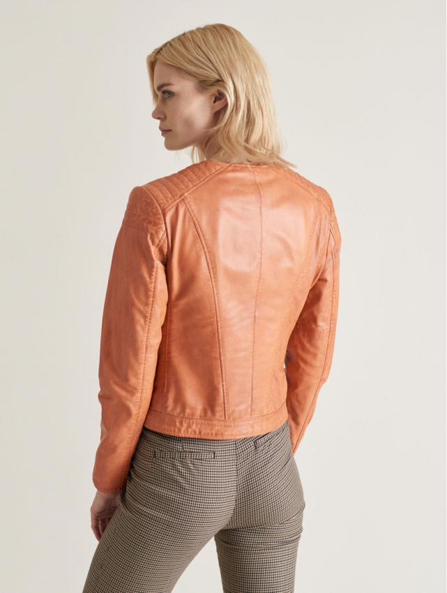 papaya leather jacket