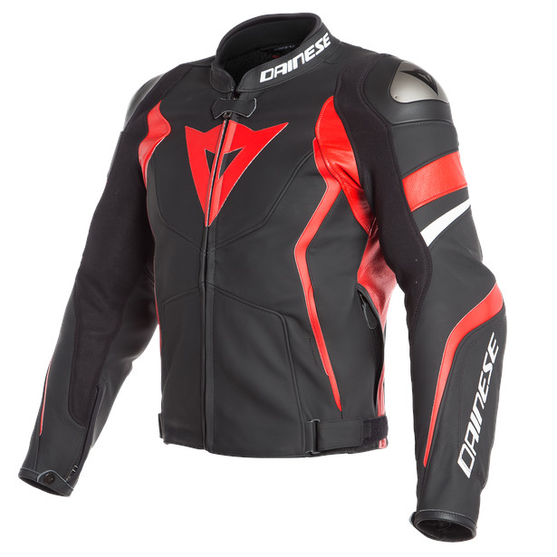 Dainese Avro 4 Leather Jacket Matt Black/Lava Red/White